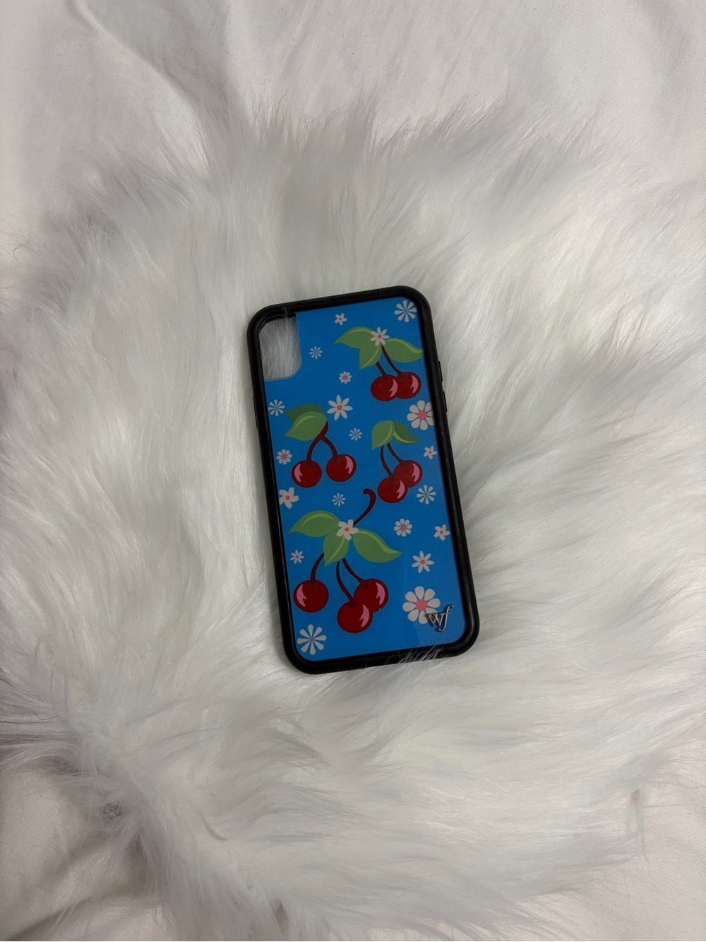 Wildflower Blue Cherry Print Phone Case with Black Bumper